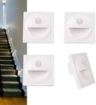 Arotelicht 4pcs Staircase Lights, Wall Recessed Stair Lights, Cool White, Body Sensor Step Light, Plastic, Indoor, Kitchen, Staircase, Aisle Home Lighting, White