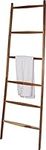 Acacia Wooden Towel Ladder - Bathroom Drying & Storage Stand - Bedroom Clothes Holder Rail Rack