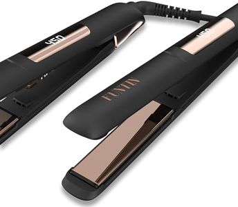 FUNTIN S10 Hair Straightener, Flat Iron - 100% Pure Titanium flat iron for straightening curling 2 In 1 Ion inside(1 Inch)(Rose Golden Black)