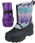 Northside Icicle Snow Boot, Size: 3 M US Little Kid - Purple/Turquoise; with Matching Waterproof Gloves