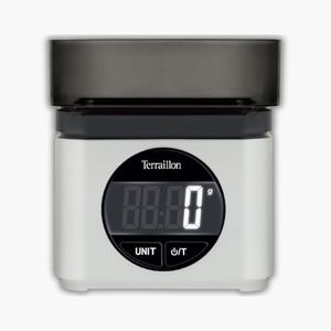 TERRAILLON - BA22 MYTHIQUE - Balance de cuisine électronique, Design iconique et rétro, Bol intégré 0.7L, Grand écran LCD, Affichage XXL des chiffres, Fonction Tare, Gris
