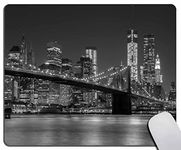 Mouse Pad,Brooklyn Bridge New York Cityscape Manhattan Skyline Night Mouse Pad, Mouse Mat Square Mouse Pad Non-Slip Rubber Base MousePads for Office Laptop, 9.5"x7.9"x0.12" Inch