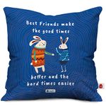 Indigifts Printed Cushion Cover with Filler | The Good Times Better | Polysatin | 12x12 Inches | Comfortable Blue Cushions | Friends Cushion Pillow| Gift for Friends Birthday