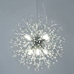 XEMQENER Ceiling Lights, Modern K9 Crystals Chandelier Lighting Fixture, 8-Light Dandelion Flush Mount Ceiling Pendant Light Fitting for Bedroom Kitchen Dining Room Hallway