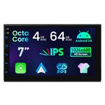 XTRONS Android Universal Double Din Car Stereo 7" IPS Screen Touch Screen Android Car Radio Player Octa-Core 4GB+64GB w GPS Navigation CarAutoPlay Bluetooth 5.0 ROHM DSP Global 4G LTE Dual Band WiFi