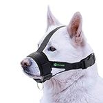 ILEPARK Soft Dog Muzzle Nylon to Prevent from Biting, Barking and Chewing, Training Pets, Adjustable (S,Black)