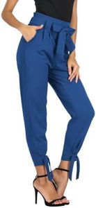 GRACE KARIN Womens Casual High Waist Pencil Pants with Pockets Bow-Knot Cropped Paper Bag Pants for Work Royal Blue XXL