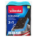 Vileda Scrunge Heavy Duty Non-Scratch Scrub Sponge (Pack of 4) | Rinses Clean, Stays Fresh Longer | Durable & Long-Lasting | Dishwasher Safe