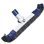 Ainkter 19" 2 in 1 Detachable Curved Edge Pool Brush Head Inground/Above Ground,Adjustable 180° Handle Rotation, ASA Material Pool Brush for Cleaning Pool Walls, Tiles & Floors, White&Blue