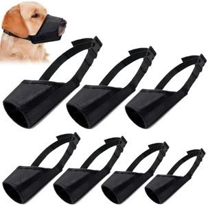 Coppthinktu Dog Muzzle Suit - 7PCS Adjustable Muzzles for Small to Large Dogs, Soft Comfortable Mouth Cover for Long Snout, Controls Biting, Barking & Chewing