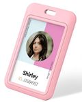 Pawfly 3 Pack Sliding ID Badge Holder Vertical Hard Plastic Case with Clear Window Pink Card Protector Pouch for Office School ID Credit Cards Proximity Key Cards Driver’s Licenses and Passes