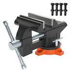 VEVOR Bench Vise, 4.5-inch Jaw Width 3.3-inch Jaw Opening, 240-Degree Swivel Locking Base Multipurpose Vise with Anvil, Heavy Duty Cast Iron Workbench Vise with Bolts & Nuts, for Drilling, Pipe Cutti