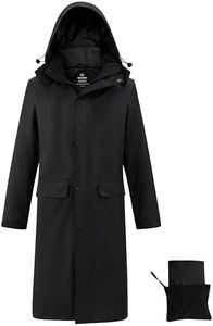 wantdo Mens Rain Jacket Waterproof with Hood Packable Long Rain Coat Lightweight Rainwear Raincoat, Black, X-Large
