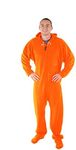 Forever Lazy Footed Adult Onesies, One-Piece Pajama Jumpsuits for Men and Women, Unisex. with Detachable Feet., Orange, X-Small