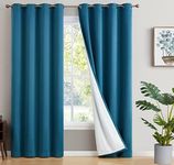 HLC.ME Dakota 100% Complete Blackout Lined Drapery - Double Layer Thermal Insulated Energy Efficient Window Curtain Grommet Panels for Master Bedroom & Living Room, 2 Panels (52 W x 84 L, Teal Blue)