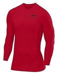 TCA Men's SuperThermal Compression Base Layer Top Long Sleeve Thermal Under Shirt - Team Red, S