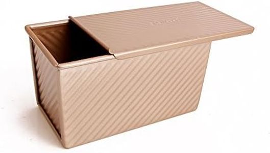 Monfish Pullman Loaf Pan w Cover Bread Toast Mold Non Stick Gold Alluminumed Alloy 8.5x4.75x4.375inch