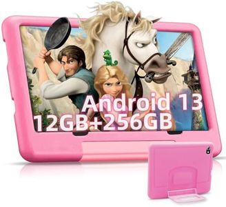 Tablet 10 Pulgadas Android 13, Tablet Niños 12GB RAM+256GB ROM, Tablet para Niños Control Parental, Tablet Infantil Educativos Apps, Cámara HD IPS, BT 5.0, Play Store, Kid Tableta WiFi con Funda,Rosa