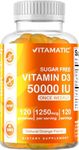 Vitamatic Sugar Free Vitamin D3 Gummies, 50,000 IU Weekly, 120 Pectin Based, for Bones, Teeth and Immune Support