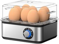 TIUIT Electric Egg Cooker for Hard Boiled Eggs Adjustable Timer Egg Boiler Machine Rapid Egg Steamer 8 Eggs Capacity Stainless Steel Egg Maker Egg Poacher with Auto Shut-Off