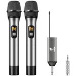 TONOR Wireless Microphone, UHF Metal Cordless Mic with Rechargeable Receiver, 6.35mm(1/4") Output, 3.5mm (1/8") Adapter 200ft Range Microfonos Inalambricos for Karaoke Singing Party Wedding Church