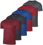 5 Pack Men’s Active Quick Dri Dry Fit Crew Neck T Shirts Athletic Running Gym Workout Short Sleeve Tee Tops Camisas para Hombres Summer