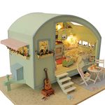 CUTEROOM Dollhouse Miniature with Furniture, 3D Wooden Miniature Doll House with Music Movement & LED Lights,1:24 Scale DIY House Kit (A016)