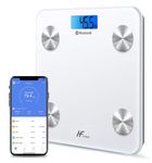 HF 19x Body Composition Indices 28x28cm Platform Smart Scale Bathroom Scales for Body Weight Body Fat Monitor, BMI, Water, Muscle Mass Bone iOS Android App Bluetooth Wireless