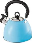 Buckingham Stainless Steel Retro Whistling Kettle Camping 2.5 L, Sky Blue, 19.5 x 19.5 x 18 cm