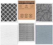 SUPERSCANDI Swedish Dishcloths for Kitchen Eco Friendly Reusable Sustainable Biodegradable Cellulose Sponge Swedish Dish Cloths Dish Rags Washing Wipes Paper Towel Replacement (5 Pack Scandi Prints)