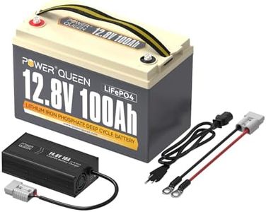 Power Queen 12,8V 100Ah LiFePO4 Akku Lithiumbatterie mit 14.6V 10A LiFePO4 Akku Batterie Paket für Camping Reisemobil Wohnmobil Autarkes System Off-Grid-System