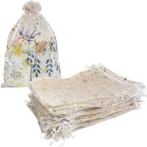 ANSLEY SHOP 50PCS 8x12 Inches Organza Gift Bags with Drawstring Gift Packaging Big Bags (White,Stars Moon)