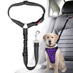 Dog Seat Belts For Cars, Adjustable Headrest Dog Car Seat Belt Dog Car Harness Pet Dogs Safety Seatbelt Anti Shock Elastic Puppy Restraint Strong Leash Leads For Dogs Pets Safety - Black