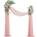 Serwalin Arch Flowers with Drapes Kit (๐ฃ๐ฎ๐ฐ๐ธ ๐ผ๐ณ ๐ฏ), 2 Pcs Pink Wedding Flowers Swag with 1 Pc Drapes Fabric for Wedding Decoration Ceremony Reception Arch Decor