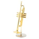 Miniature Trumpet Model, Brass Delicated Golden Mini Trumpet Mini Instrument Ornament Decoration Instrument Model Musical Ornaments Musical Gift with Stand and Case