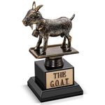 Flexzion The Goat Trophy Award - Greatest of All Time Funny Trophy for Adults, Engraved Plate with Statue, Unique Recognition Gift Plaque for Fantasy Sports, Employee, Teacher, Boss, Friend, & More