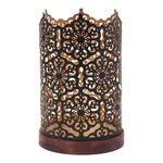 Hosley® Metal Diamond Cut Design Candle Holder 7.5 Inch High, Black Gold | Perfect for Home Decor, Lighting, Wedding, Parties, Gifting