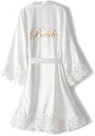 Women's Lace Trim Bride Kimono Robe