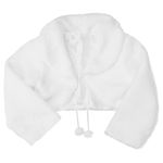 WRITWAA 1Pc Flower Girl Shawl Wrap, Winter Warm Shoulder Faux Fur Tippet, Princess Kids Soft Cape Party Dress Up Jacket Costume for Autumn Winter, White