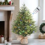 Alupssuc 2ft Prelit Artificial Small Mini Christmas Tree with Color LED Lights, Remote Control and Timer, Perfect for Xmas Decorations, Home, Kitchen, Dining Table top, 2FT