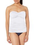 Anne Cole Women's Twist Front Shirred Bandeau Tankini Top, White, Medium