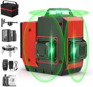 12 Lines Laser Level 3x360° Self Leveling Green Laser Level,3D Green Cross Line for Construction and Picture Hanging,Laser measurement calibration tool,with 2 Rechargeable Battery and Tool Kit