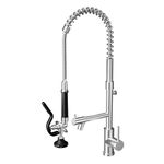 ALIINKD Commercial Kitchen Faucets with Pull Down Sprayer, 25.3" Height Kitchen Sink Faucet with Strong Pressure Pre-Rinse Sprayer, Double-Headed Stainless Steel Deck Mounted