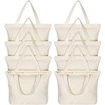 Epakh 8 Pack Canvas Tote with Zippe