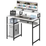 YITAHOME Computer Desk Office Desk With Bookshelf, Writing Desk Study Computer Laptop Table Work Table with Storage Shelves, Desks & Workstations for Home Office Bedroom,100 x 50 x 91.5 cm