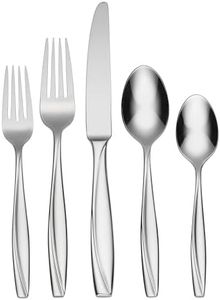 Oneida Camlynn Mirror 45 Piece Casual Flatware Set, 18/0 Stainless, Service for 8,Silver