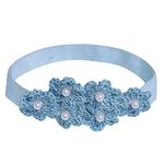 Prapti Handicrafts Crochet Flower Headband For Newborn Baby Girls Infants Toddlers Photo Shoot Birthday Gift 0 to 1 year (Pack of 1 (light blue)