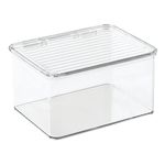 iDesign Kitchen, Pantry, Refrigerator, Freezer Storage Container with Hinged Lid, 1.5-Quart, Clear