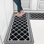 HEBE Anti Fatigue Kitchen Rug Sets 2 Pieces Thick Cushioned Kitchen Floor Mats Set Heavy Duty Comfort Standing Mats Waterproof Kitchen Runner Mats(17"x48"+17"x28" Diamond)