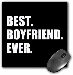 3dRose Best Boyfriend Ever White Text on Black Anniversary Valentines Day Mouse Pad (mp_179708_1)